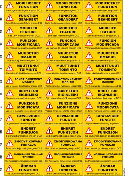 Decal sheet - Warning changed function - DC2
